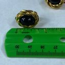 Edge KJL for Avon Vintage Earrings Clip on Gold Tone Black Cabochon Twisted  Photo 4