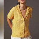 Anthropologie Maeve for  Classic Surf Shirt in Abstract Lines - Linen Blend Photo 2