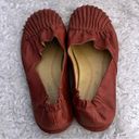 Chocolat Blu  Pleated Leather Slip On Ballet Flat Rust red -Women Size 6 Photo 2