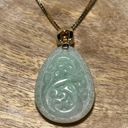 Sterling Silver NWOT Carved Light Green Jade 925 Gold Vermeil Over  Necklace Photo 6