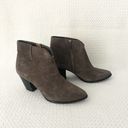 Frye  JENNIFER Brown Grey Suede Pointed Stacked Heel Dress Ankle Boots 6 Photo 1