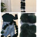 Boutique Hunter Green Shimmer Faux fur Ball Scarf Photo 4