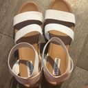 Steve Madden  Womens Bandi Sandal Size 9.5 White Cork-wrapped wedge heel Photo 4