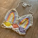 Crochet knit pastel rainbow crop top S NEW Photo 1