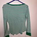 Jasmine & Ginger  Women’s Green White Striped Long Sleeve Henley Size medium Photo 4