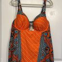 Cacique Swim by  Orange Paisley Padded Bra Tankini EUC + Black Bikini Bottom NWT Photo 1