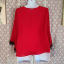 Est. 1946  red black bell sleeve blouse with lace detail Photo 2