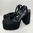 BP  Platform Pump Womens Size 5 Black Chunky Block Heel Ankle Strap Photo 1