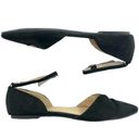 JustFab  (6.5) Meena Black faux Suede Pointed Toe Ankle Strap D’Orsay Flats Shoes Photo 3