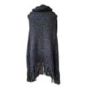 CAbi  Long Sweater Cardigan Roll Neck Fringe Hem Dark Grey Women’s Size Medium Photo 3