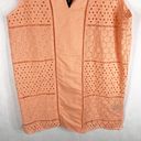 August Silk  Medium Top Orange Peach Eyelet Embroidered Sleeveless Tunic 840 Photo 3