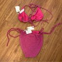 Good American NWT  Sparkle Tiny Ties Bikini in Hawaiian Pink Size 5 & 7 Photo 4