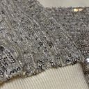 Lush Clothing LUSH Sequin Sleeve Long Sleeve Cream & Silver Sweater Small Photo 9