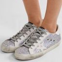 Golden Goose  Superstar Distressed
Glittered Leather Sneakers US9 Photo 0