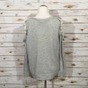 Caslon  Ruffle Trim Cold Shoulder Sweatshirt - Gray - Small Photo 15