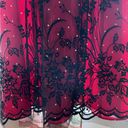 Coldwater Creek Vintage Women  Black and Red Floral Velvet With Gold Dots  Dress Photo 3