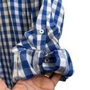 Isaac Mizrahi  Live Blue White Gingham Print Roll Tab Sleeve Button Shirt Size 16 Photo 4