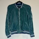 American Eagle 363- Blue Retro Style Crushed Velvet Bomber Jacket Photo 1