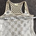 Deletta ANTHROPOLOGIE  Sleeveless Knit Top Ivory Mesh Lace Tank Medium Photo 4