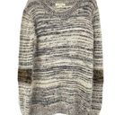 Double Zero  Sweater Womens M Med Cream Gray Black Long Sleeve Textured Striped Photo 0