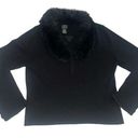 INC  Faux Fur Collar Black Sweater Large Photo 0