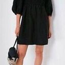 Tuckernuck  Womens Black Linen Annie Smocked Puff Sleeve Mini Dress Size XS Photo 0