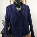 Talbots  Women’s 8 Blue Velvet Single Breasted Blazer Long Sleeve Lapel Collar Photo 0