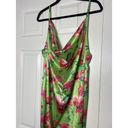 Pretty Little Thing  Green Pink Floral Satin Cowl Neck Maxi Dress Size Large Photo 5