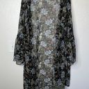 American Eagle Outfitters Sheer Chiffon Floral Kimono Black L/XL Boho Photo 9