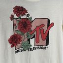 MTV Music Television Retro Cream Floral Graphic Cropped T Photo 5