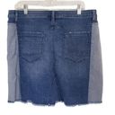 Libby Edelman Patchwork Two Tone Distressed Denim Cotton Jean Miniskirt Skirt 18 Blue Size L Photo 1