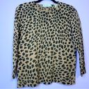 Valerie Stevens  100% Merino Wool Sweater Leopard Print Crew 3/4 Sleeve Medium Photo 0