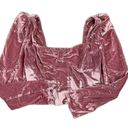 Free People  Bridgette Pink Velvet Corset Puff Sleeve Crop Top Size Small Photo 1