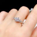 18K White Gold Plated Adjustable 1 CT CZ Diamond Wedding Ring for Women Silver Photo 5