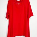 Krass&co D& Shirt Womens XL Red Short Sleeve Tshirt Stretch Vneck Cotton Blend Photo 0