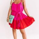 Entro Boutique Colorblock Pink Tie Waist Dress Photo 1