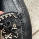 Prada  Black Crystal Embellished Leather Loafers Photo 4