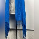 Simply Vera  by Vera Wang Blue Textured Striped Scarf with Fringe Hem Photo 10