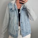 Forever 21 Jean Jacket With Sweatshirt Arms And Hood Photo 0