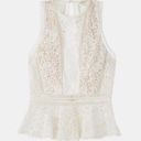 Rebecca Taylor  Arella Peplum Top lace size 2 winter white ivory Photo 6