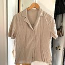 Oak + Fort Tan & White Rock Stripe Short Sleeve Button Up Top Photo 3