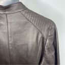 Cole Haan  356M2185 Size M Snap Neck Racer Lambskin Leather Jacket Dark Espresso Photo 6