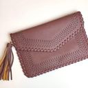 Krass&co Jen &  Vegan Leather Maroon Tassel Clutch Photo 0