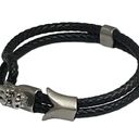 The Row Steeltime  Dragon Double Braided Leather Bracelet  Black Silver  Unisex Photo 12