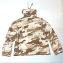 Derek Heart  Tan Cream Cinched Waist Funnel Neck Camo Sweatshirt hoodie Photo 6