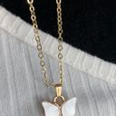White Butterfly Necklace 14k Gold Photo 2