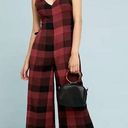 Anthropologie ‎ Ett Twa Jumpsuit 4 Petite Wide Leg Red Black Check Lace Up Sides Photo 0