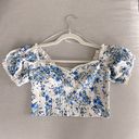 Mango  | Puff Sleeve Corset Detail Crop Top in Floral | Size: 4 Photo 0