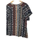 Nic Zoe Top Womens L Silk Short Sleeve Scoop Neck Geometric Slinky Multi Photo 5