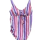 Isabel Maternity  one-piece swimsuit pink purple white  stripes size large Photo 6